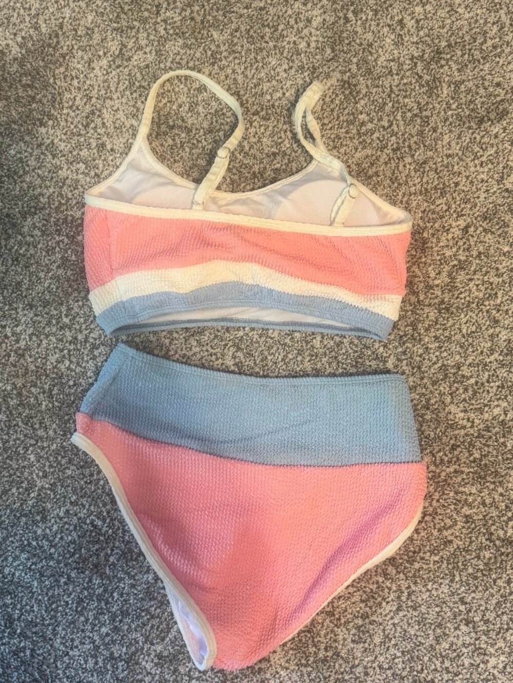 Pink Lily Pink and Blue High Waisted 2 piece Swim Suit, Size M, NWOT - Picture 2 of 4